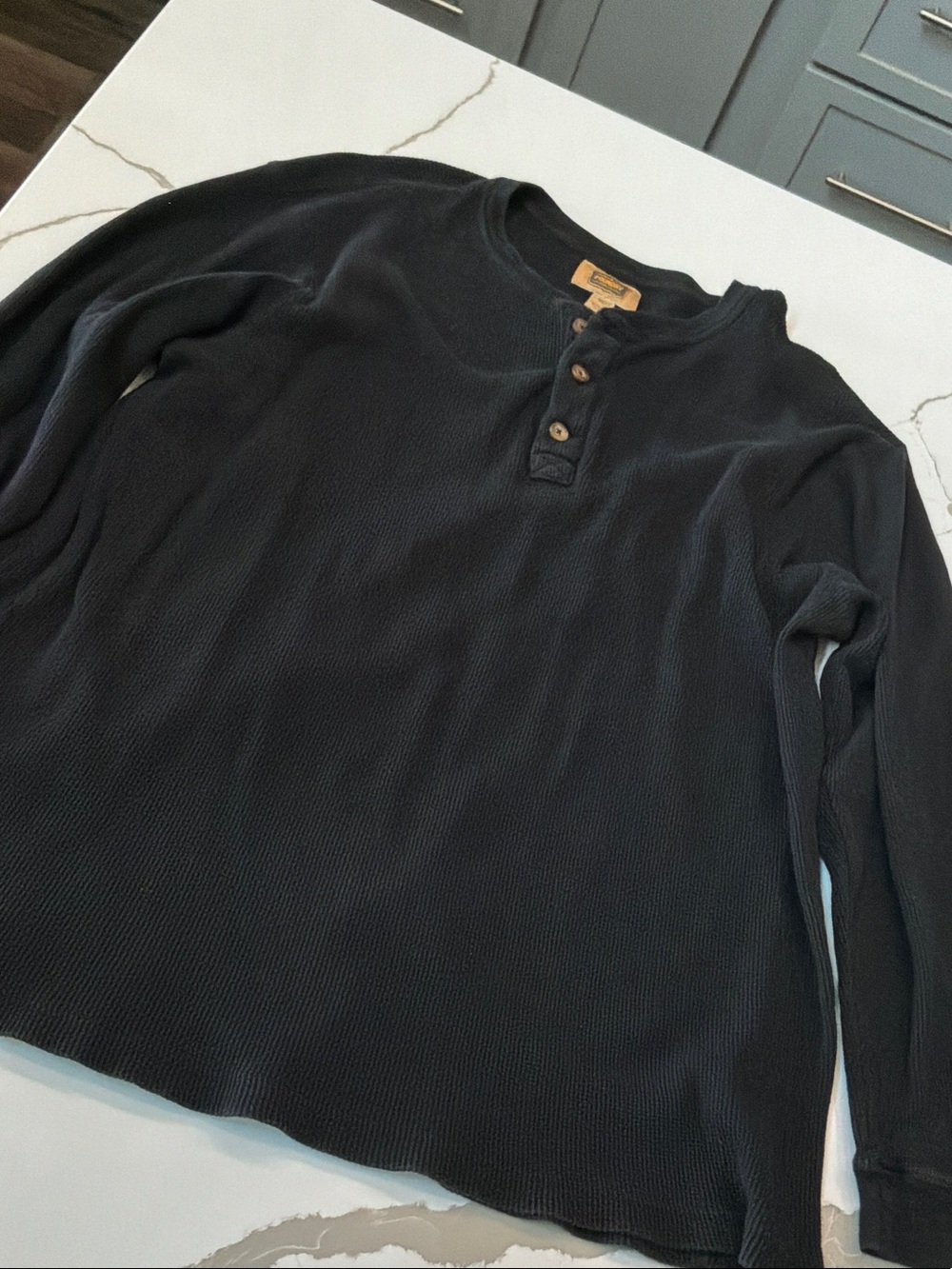 Men's Black 3XLT The Foundry Long-Sleeve Henley Shirt - Classic Knit